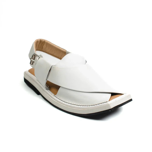 WHITE Kaptaan Chappal (KNW-1111)