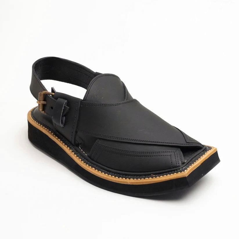 MATTE BLACK KAPTAAN Chappal (KN-105)