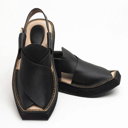 MATTE BLACK Kaptaan Chappal