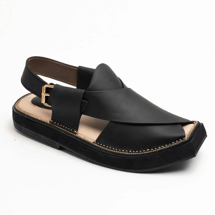 MATTE BLACK Kaptaan Chappal